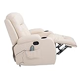 HOMCOM Massagesessel Fernsehsessel Relaxsessel TV Sessel Wärmefunktion mit Fernbedienung Liegefunktion und Getränkehaltern (creme) - 3