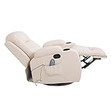 HOMCOM Massagesessel Fernsehsessel Relaxsessel TV Sessel Wärmefunktion mit Fernbedienung Liegefunktion und Getränkehaltern (creme) - 4