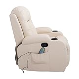 HOMCOM Massagesessel Fernsehsessel Relaxsessel TV Sessel Wärmefunktion mit Fernbedienung Liegefunktion und Getränkehaltern (creme) - 5
