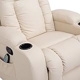 HOMCOM Massagesessel Fernsehsessel Relaxsessel TV Sessel Wärmefunktion mit Fernbedienung Liegefunktion und Getränkehaltern (creme) - 7