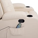 HOMCOM Massagesessel Fernsehsessel Relaxsessel TV Sessel Wärmefunktion mit Fernbedienung Liegefunktion und Getränkehaltern (creme) - 9